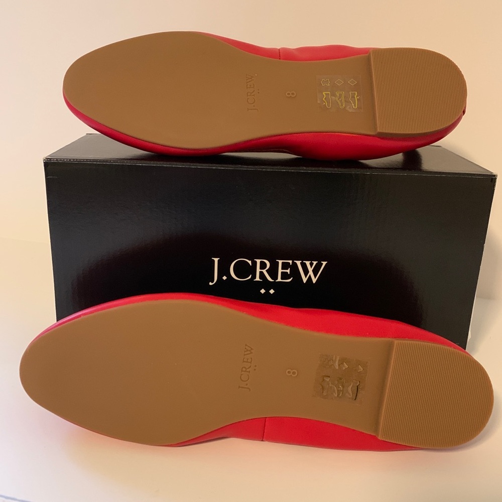 J. Crew Lizzie Leather Flats Dark Poppy Size 8 BNIB - Picture 6 of 9